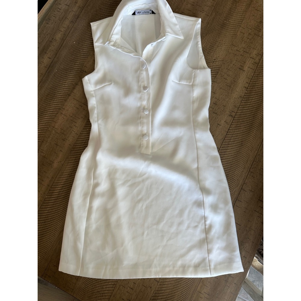 Zara White Sleeveless Button-Front Mini Dress - Size XS